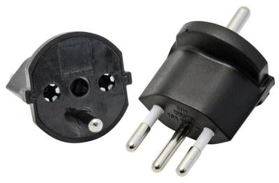 S-ELECTRO 4.107438 Reiseadapter Schuko zu CH – 3-polig, Schwarz