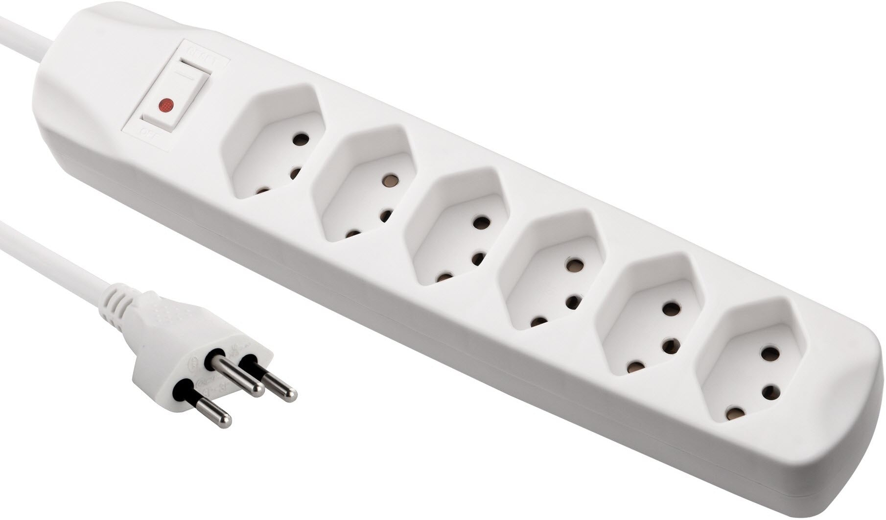 S-electro Steckdosenleiste – 6× T13, 1,5 m, mit Schalter, mit Kinderschutz, Weiss