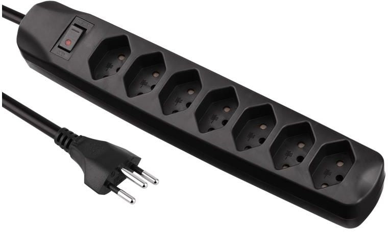 S-electro 85.110.7S Steckdosenleiste – 7× T13, mit Schalter, Überstromschutz, Kinderschutz, schwarz