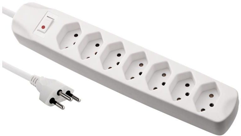 S-electro 85.110.7W Steckdosenleiste – 7× T13, mit Schalter, Kinderschutz, Überlastschutz, 3×1 mm², Weiss