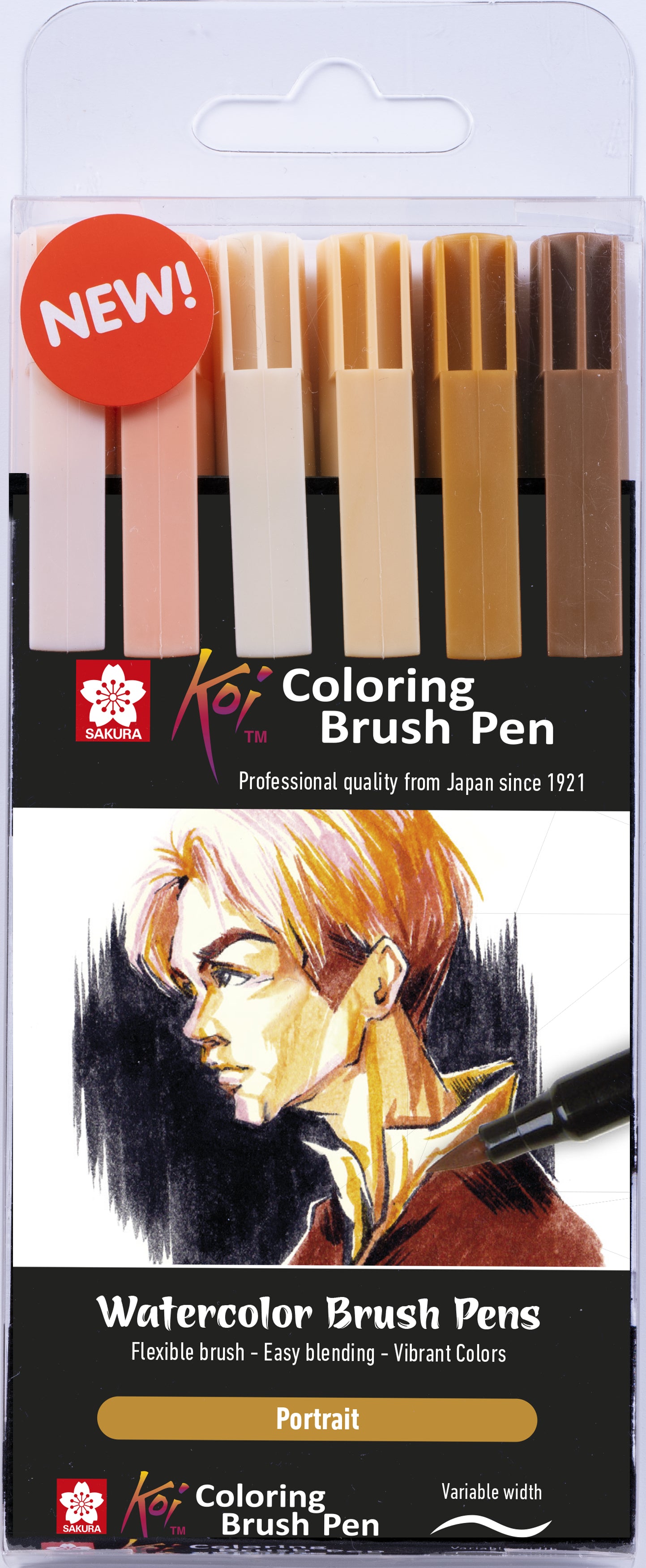Sakura Koi Brush Pen – Pinselspitze, 6 Farben, 6 Stk., wasserlöslich – für Papier
