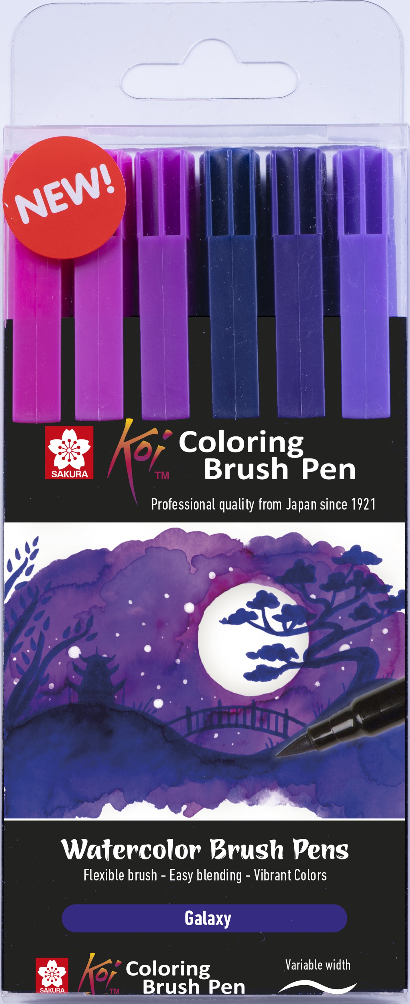 Sakura Koi Coloring Brush Pen, Galaxy – Pinselspitze, 6 Farben