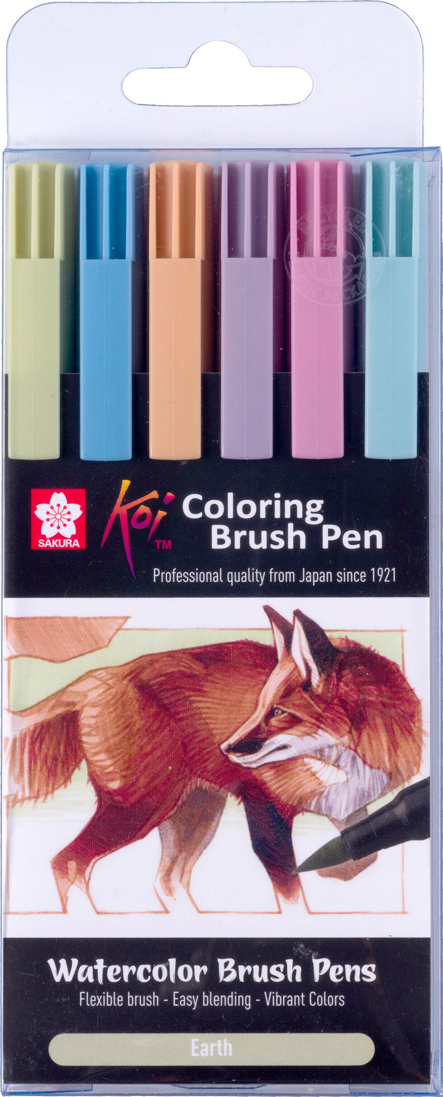 Sakura Koi Colouring Pinselstift, Erdfarben – Pinselspitze, 6 Farben