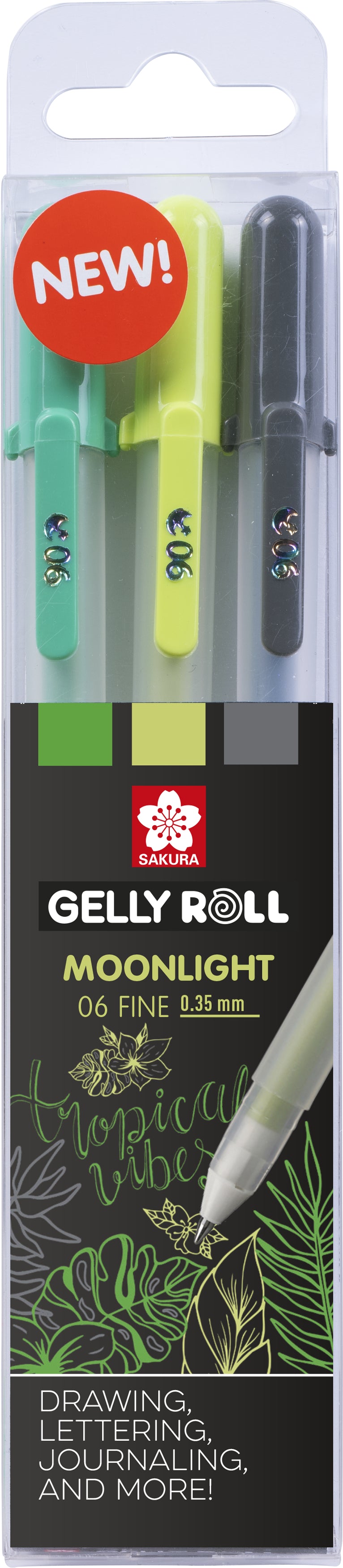 Sakura Gelly Roll Moonlight Gelschreiber – Farben sortiert, Spitze 0,35 mm, 3er-Set