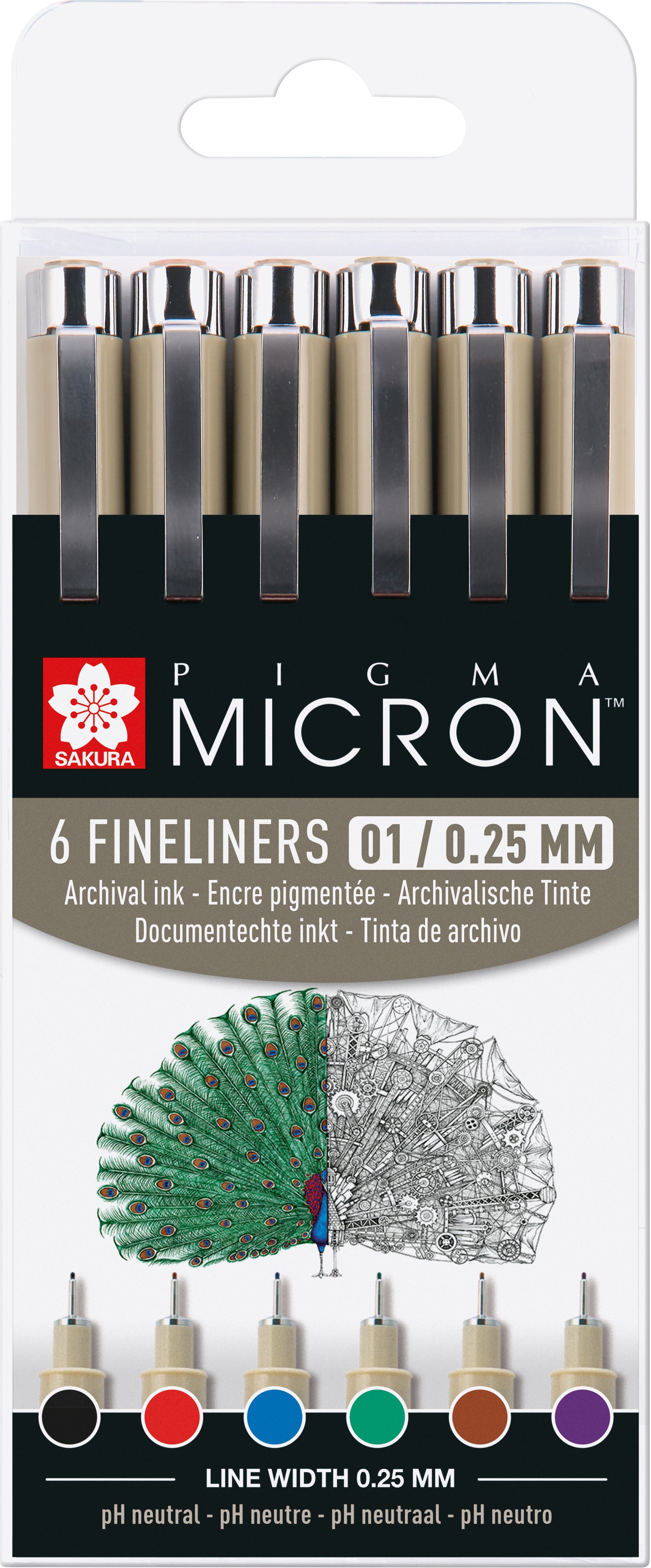 Sakura Pigma Micron 01 Set Fineliner – 0,25 mm, sortiert