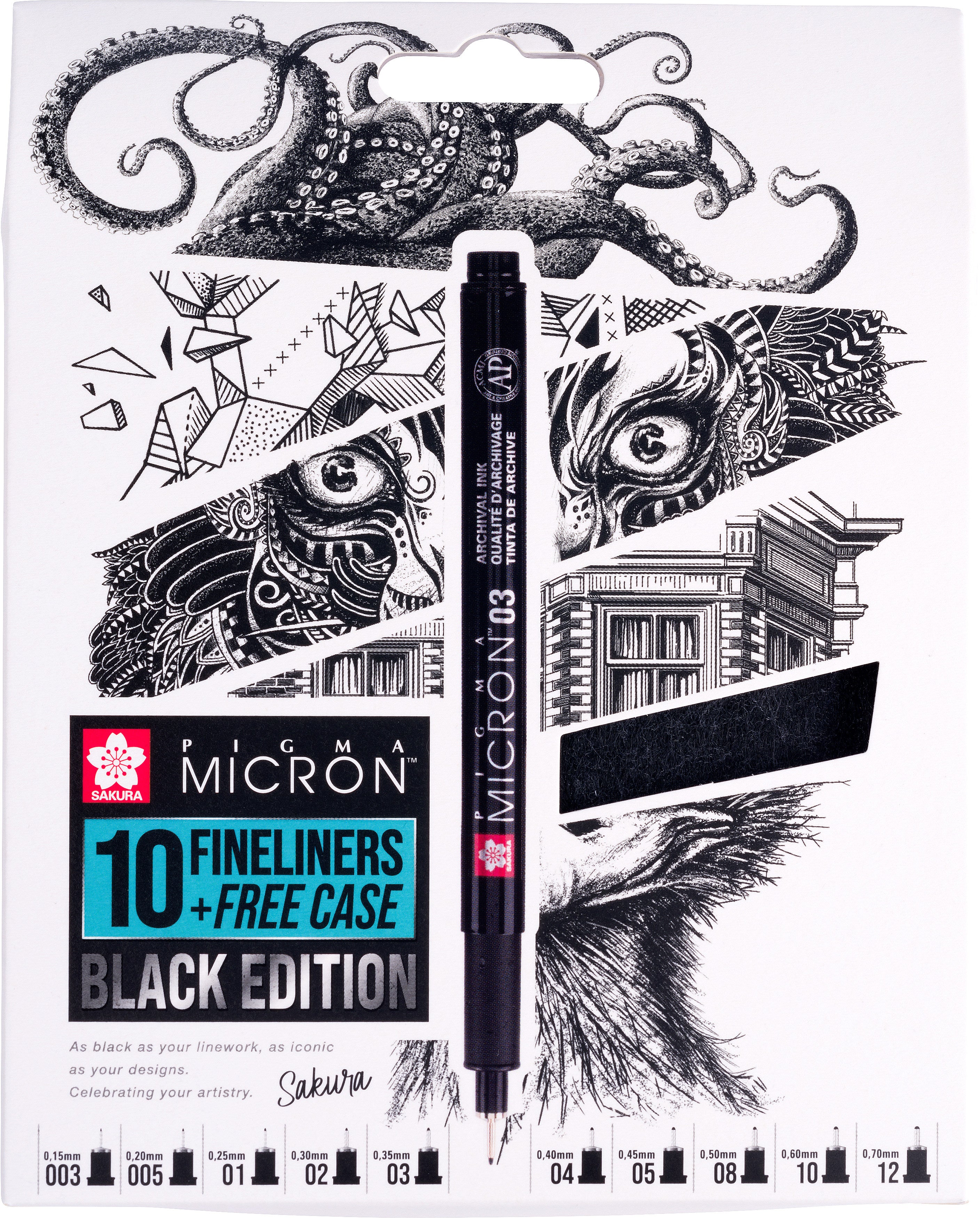 Sakura Pigma Micron Fineliner Etui – 0,03–1,2 mm, wasserfest