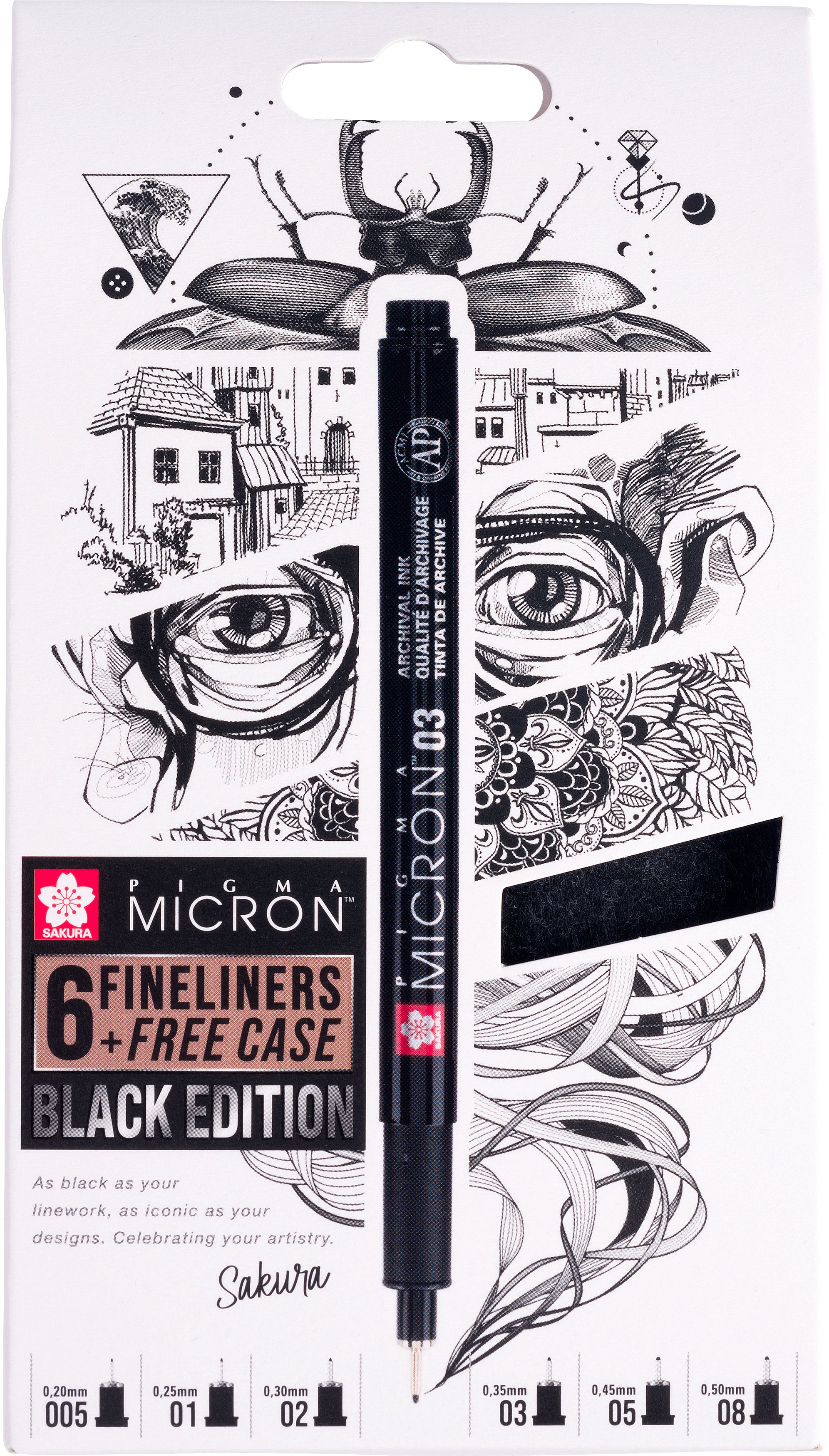 Sakura Pigma Micron Fineliner Etui – 0,05–0,8 mm, wasserfest