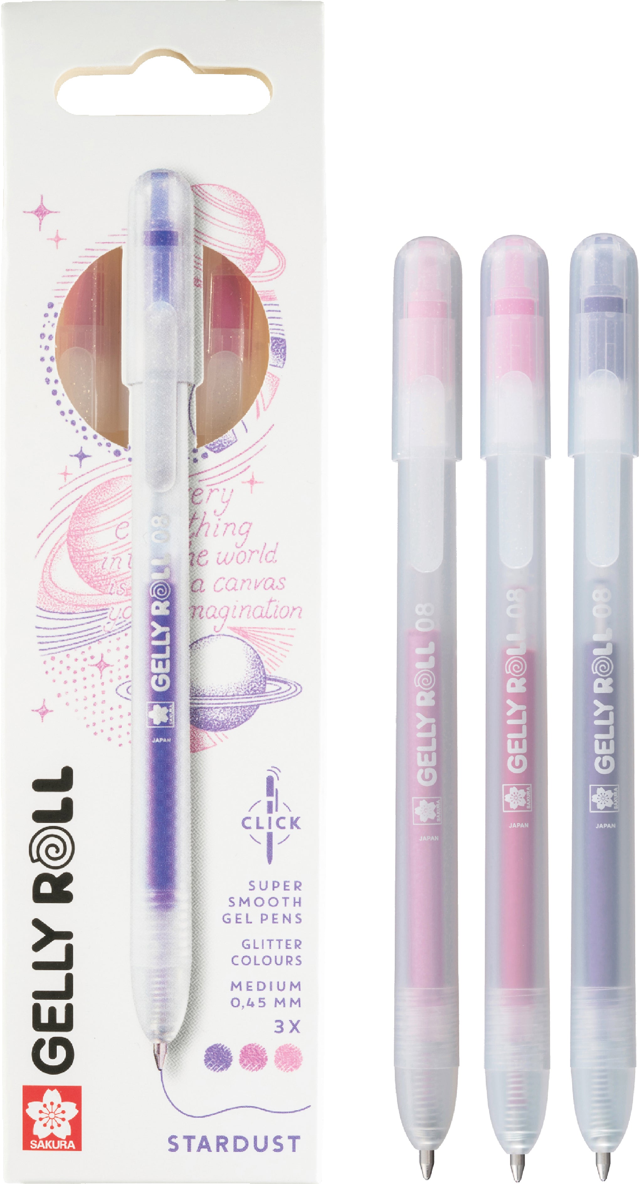 Sakura Gelly Roll Stardust Gelschreiber – pink/rosa/violett, Spitze 0,8 mm, schnelltrocknend, glitzernd