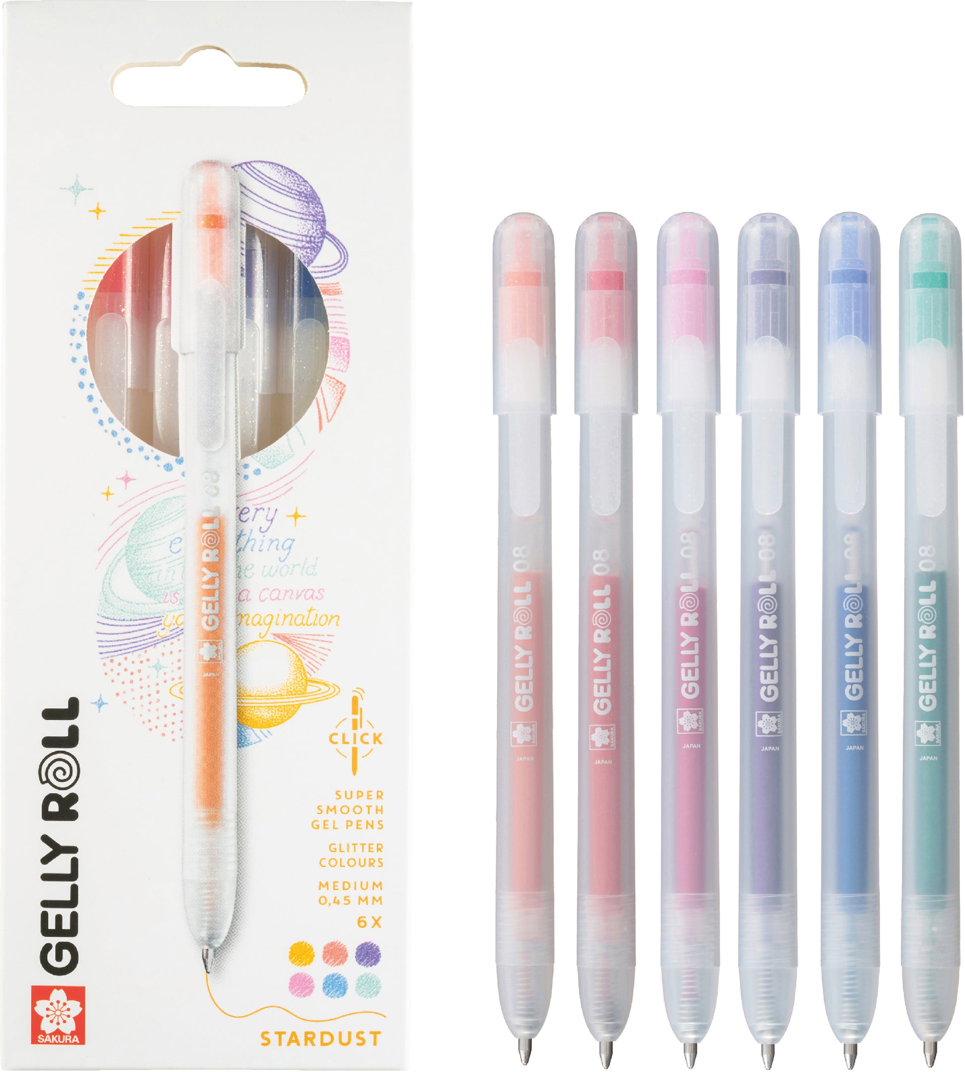 Sakura Gelly Roll Stardust Gelschreiber, Druckmechanik – Farben sortiert, Spitze 0,8 mm, schnelltrocknend