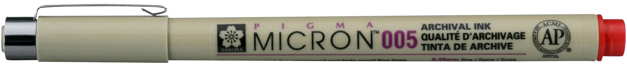 Sakura Pigma Micron Fineliner – 0,2 mm, rot, wasserfest