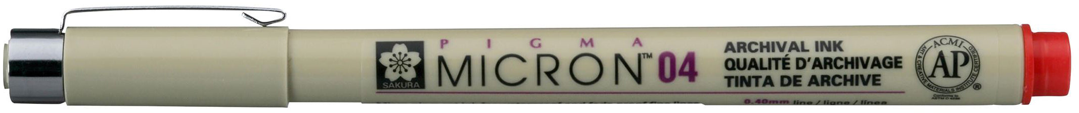 Sakura Pigma Micron Fineliner – 0,4 mm, rot, wasserfest