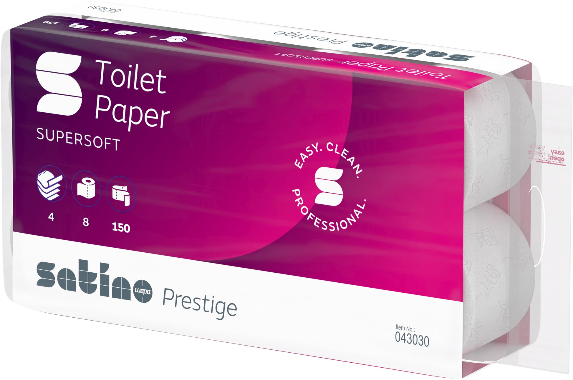 Satino Prestige Toilettenpapier – 4-lagig, Zellstoff – 8 Rollen