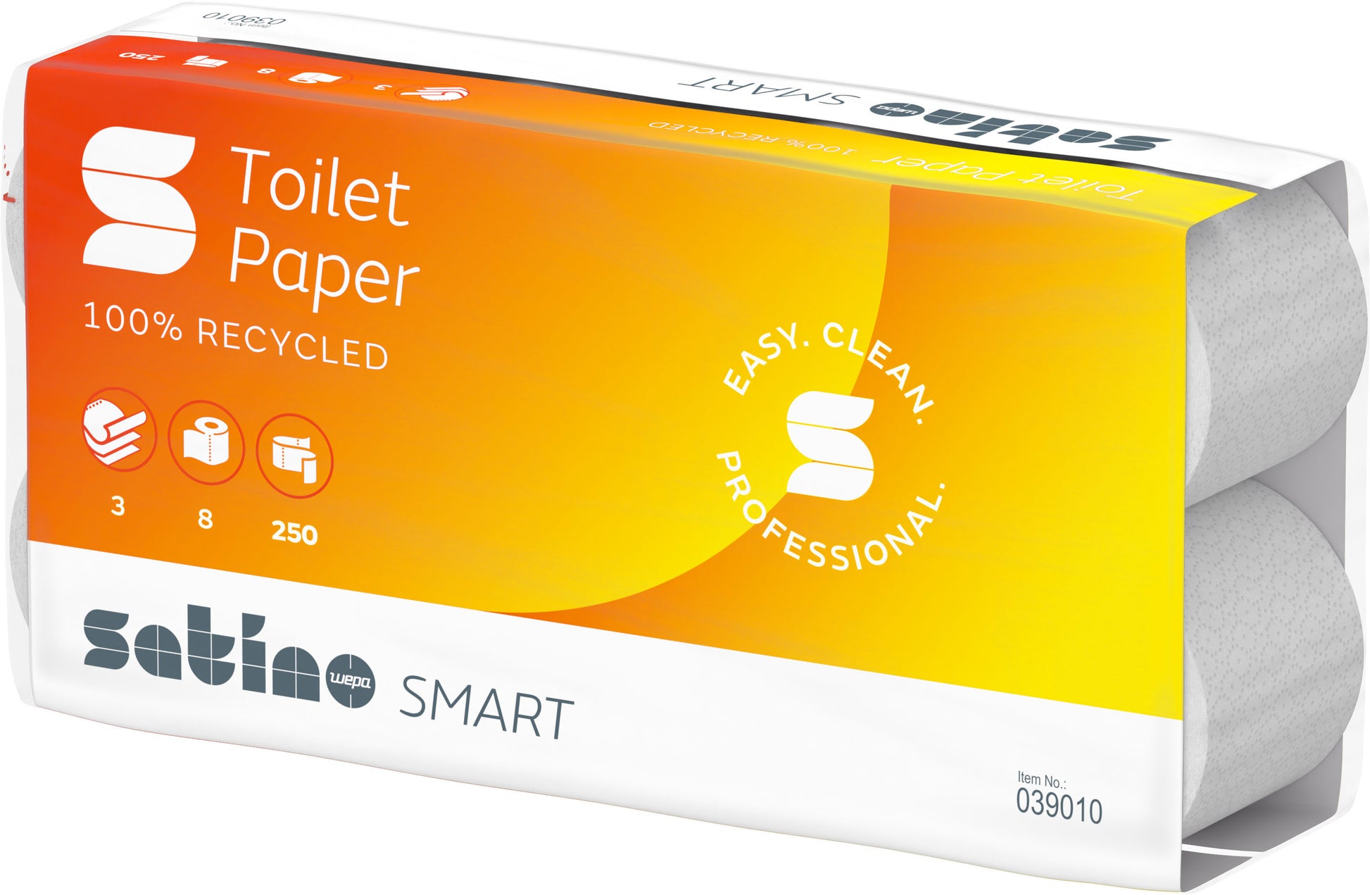 Satino Smart Toilettenpapier – 3-lagig, Recycling – 8 Rollen
