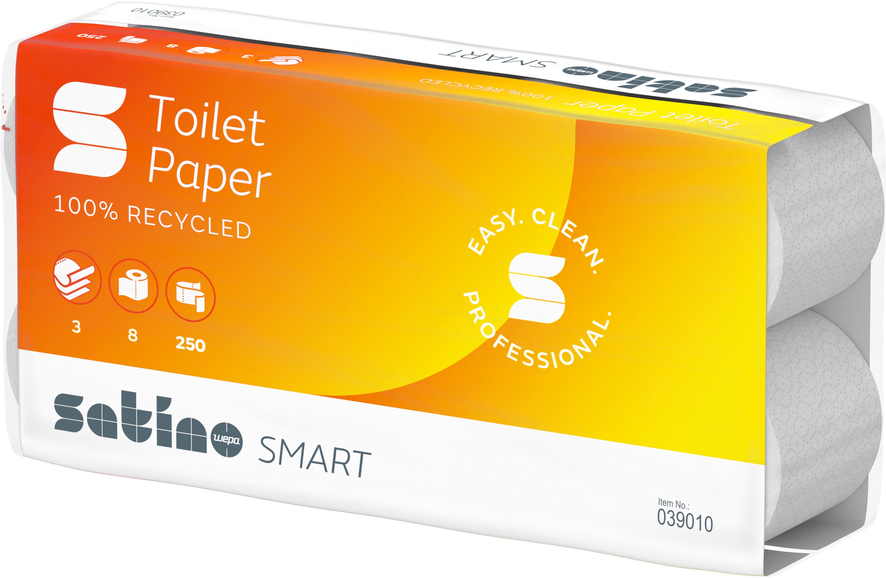 Satino Smart Toilettenpapier – 3-lagig, Recycling – 8 Rollen