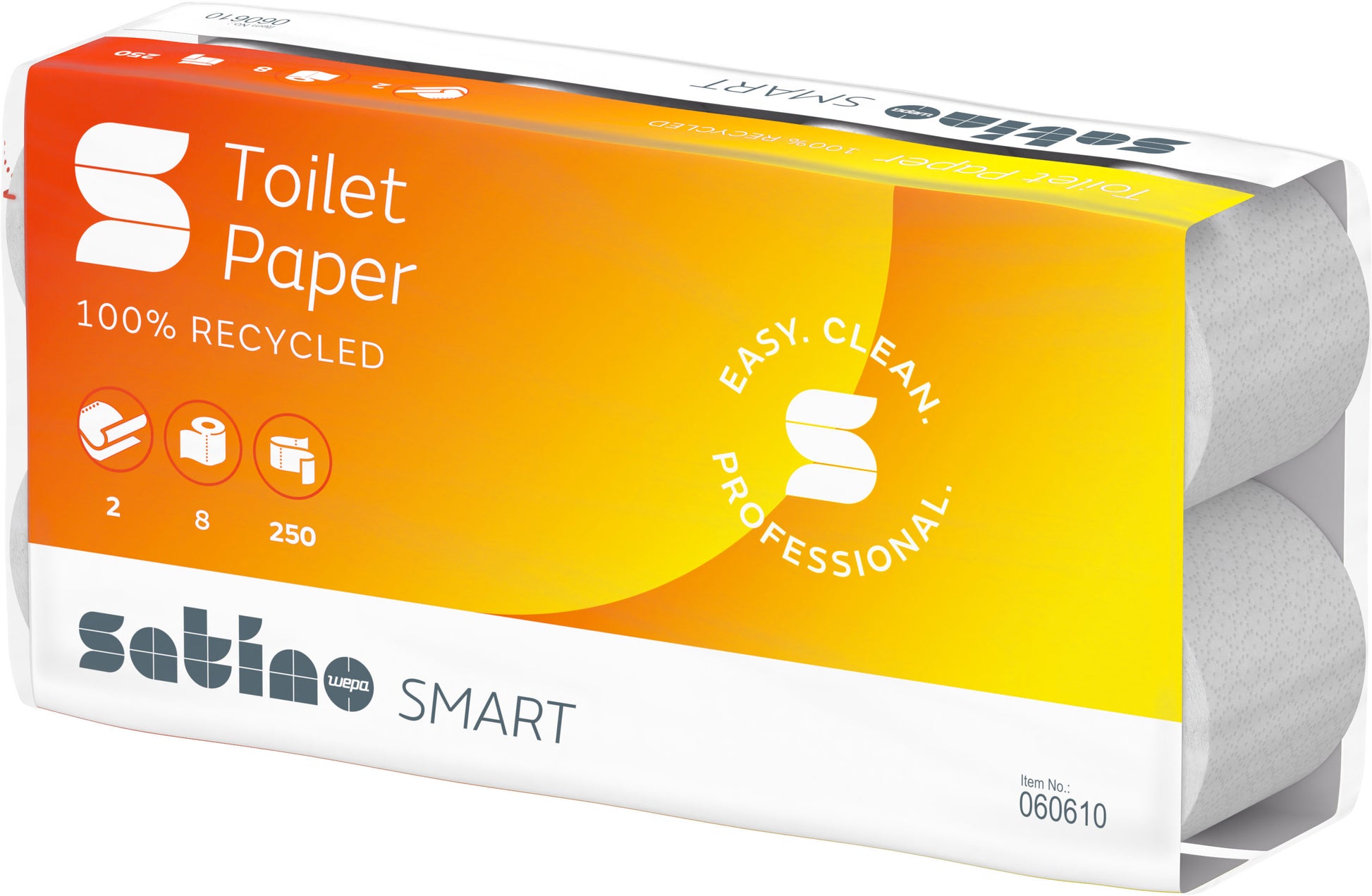 Satino Smart Toilettenpapier – 2-lagig, Recycling, 250 Blatt/Rolle – 8 Rollen