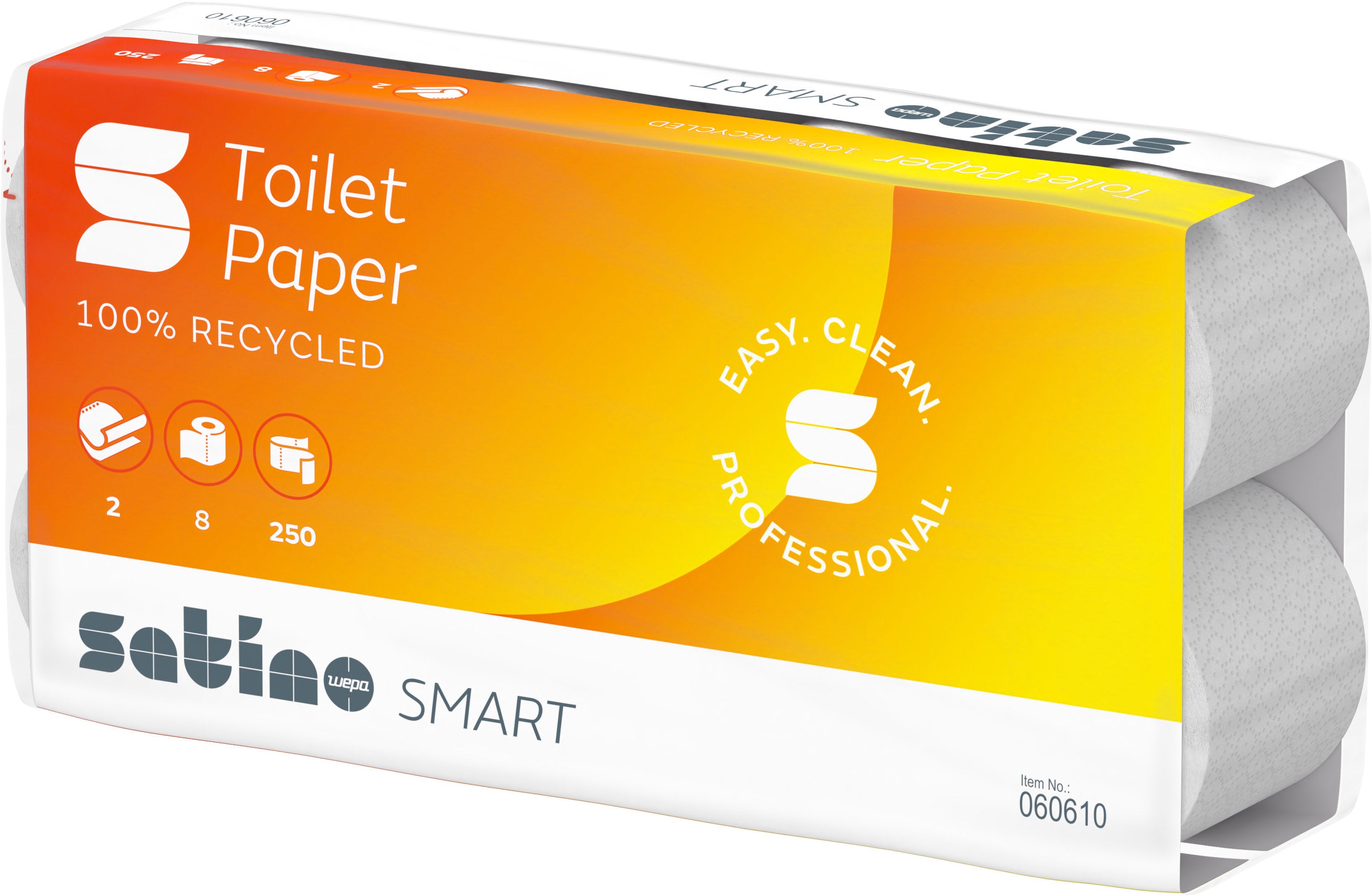 Satino Smart Toilettenpapier – 2-lagig, Recycling, 250 Blatt/Rolle – 8 Rollen