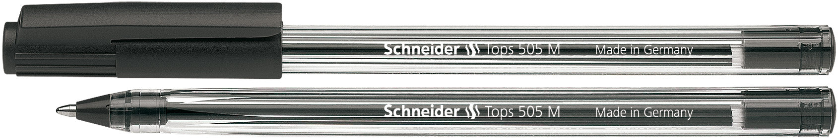 Schneider AG Schneider TOPS M 150601 Kugelschreiber – Schwarz, Edelstahlspitze, transparenter Schaft