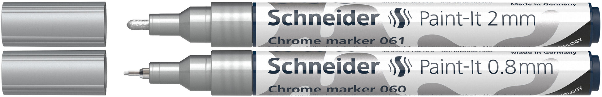 Schneider Schreibgeräte Schneider Paint-It Paint Marker – Rundspitze 0,8–2 mm – Chrom, 2er-Set
