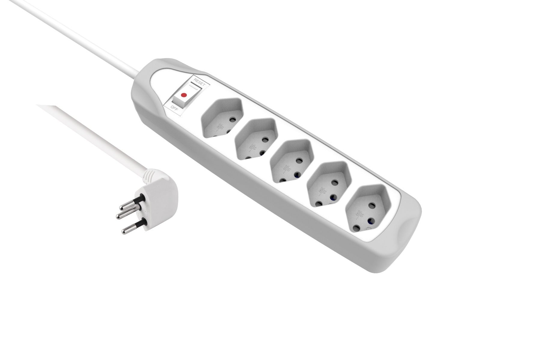 M. Schönenberger Fix-Line Silikon-Steckdosenleiste, 5×T13, mit Schalter, 2 m, 213×51×43 mm – weiss