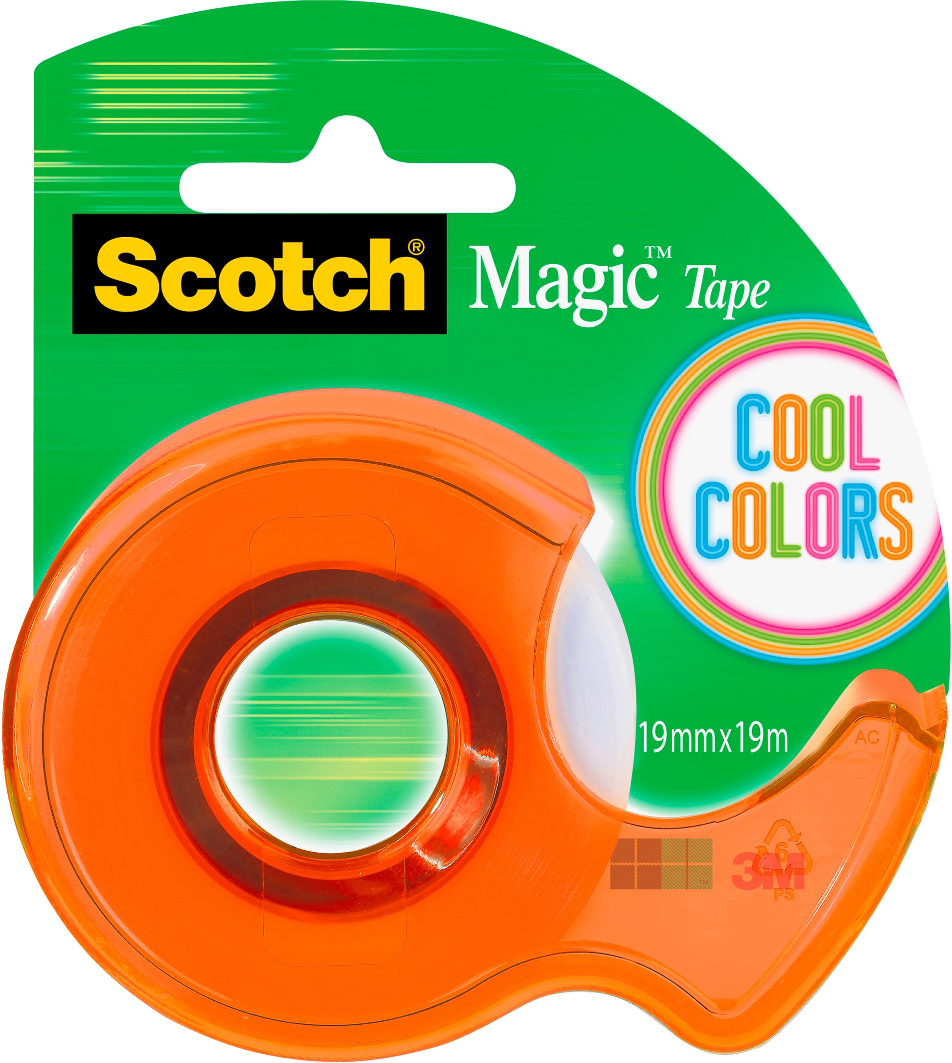 Scotch Handabroller Cool Color 122-COL – für Klebeband bis 19 mm × 19 m, inkl. 1 Rolle Magic 19 mm × 19 m