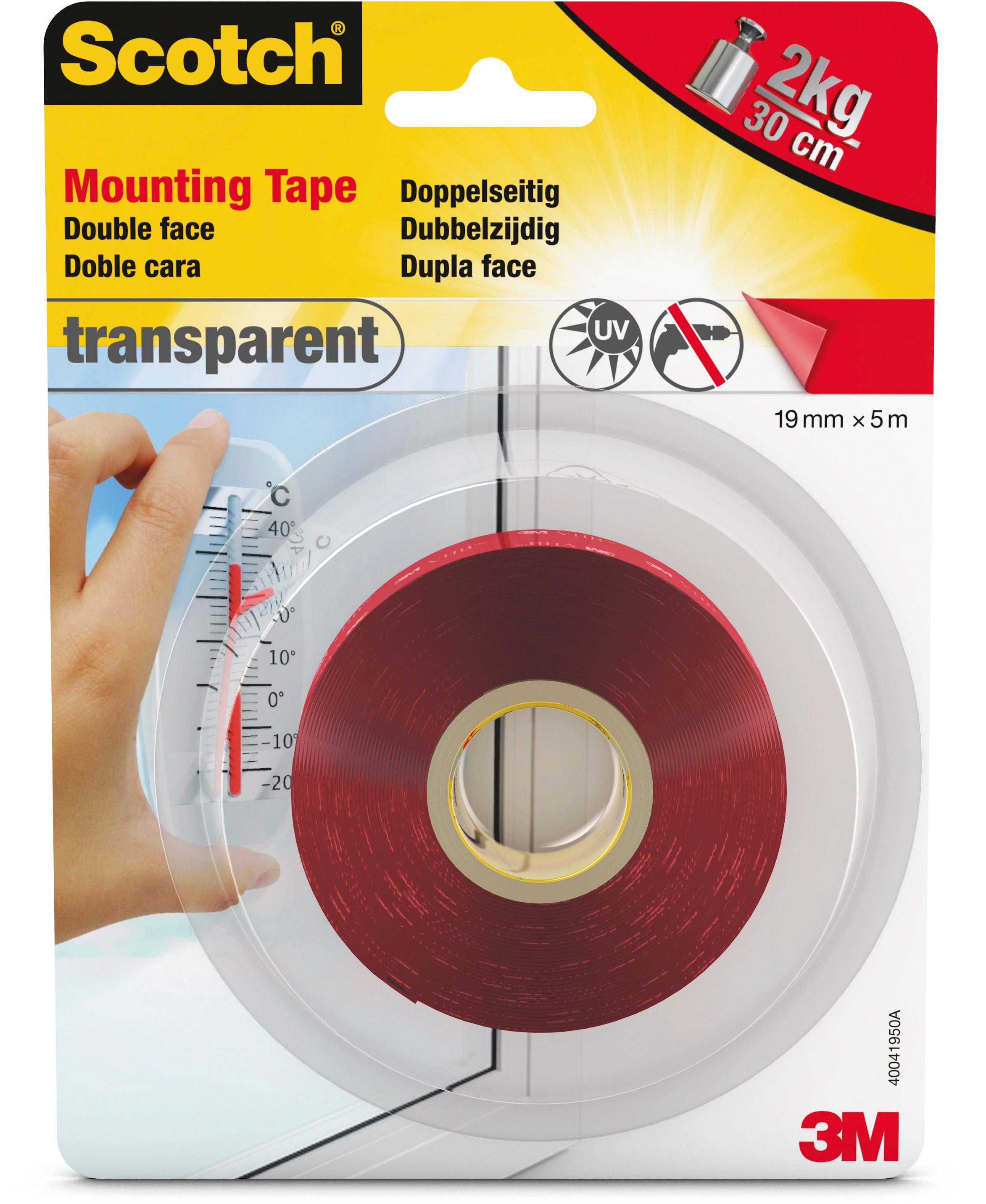 Scotch-Fix Montageband – 19 mm × 5 m, transparent, UV-beständig, Innen
