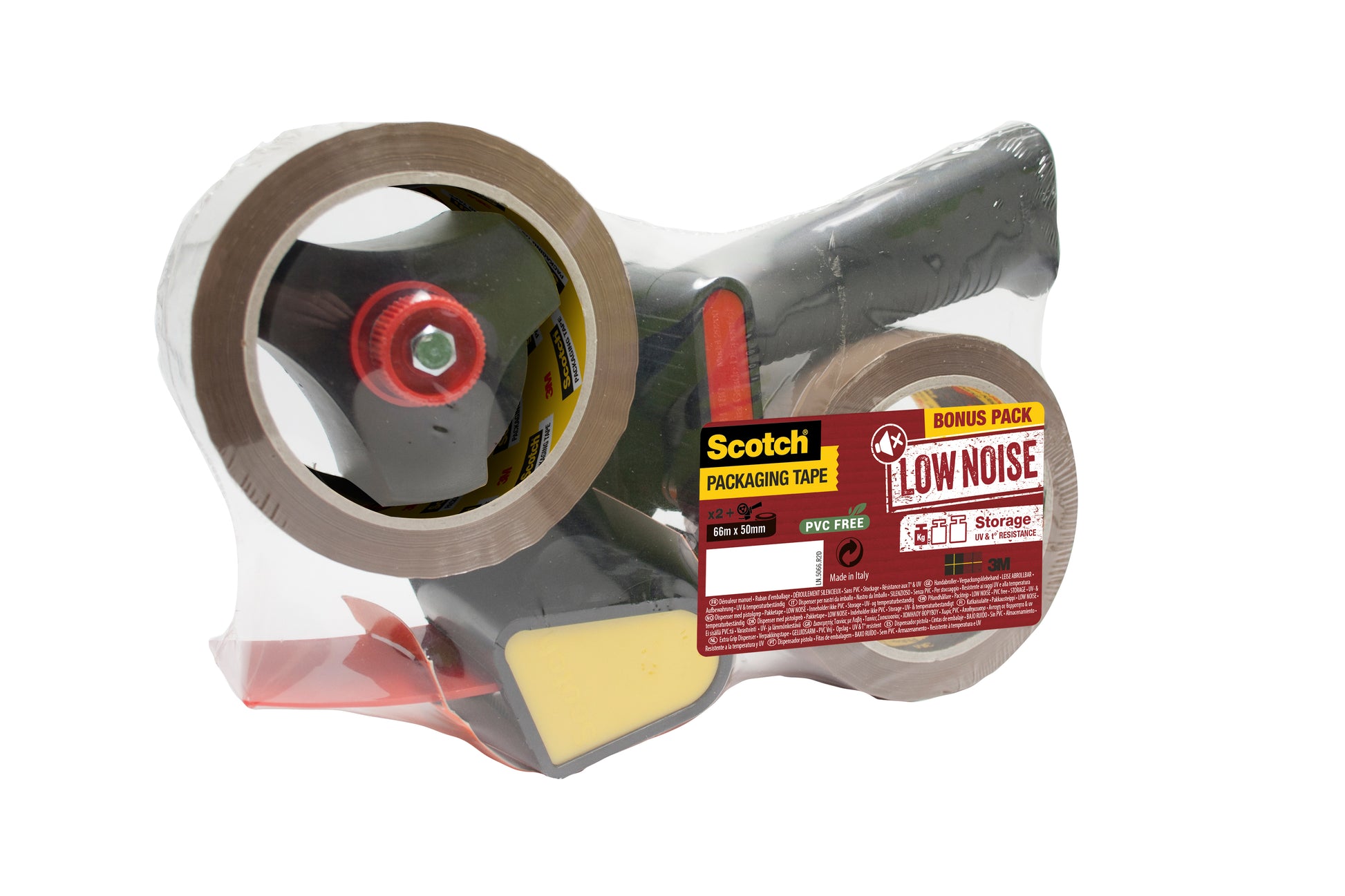 Scotch Verpackungsklebeband, Braun, Geräuscharm, Hotmelt (Schmelzklebstoff) – 50 mm × 66 m – 1 Abroller + 2