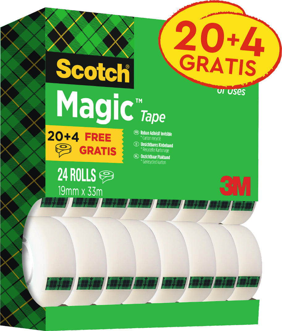 Scotch Magic 810 Klebefilm matt/unsichtbar – 19 mm × 33 m, 24 Rollen