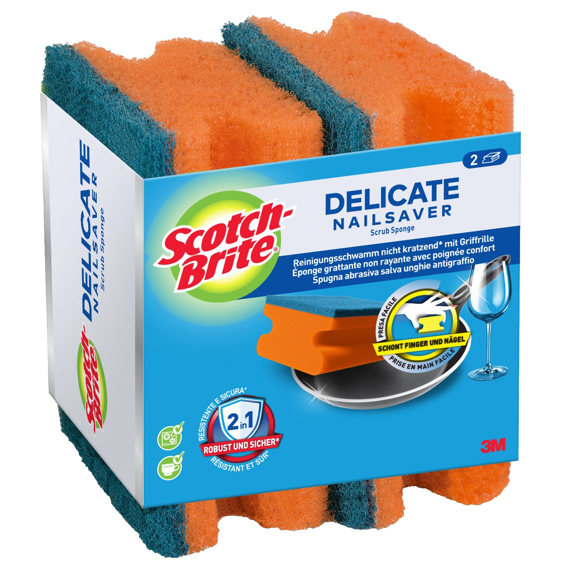 Scotch-Brite Spülschwamm – 9,4 × 14,2 × 4,8 cm, mehrfarbig, 2 Stk.