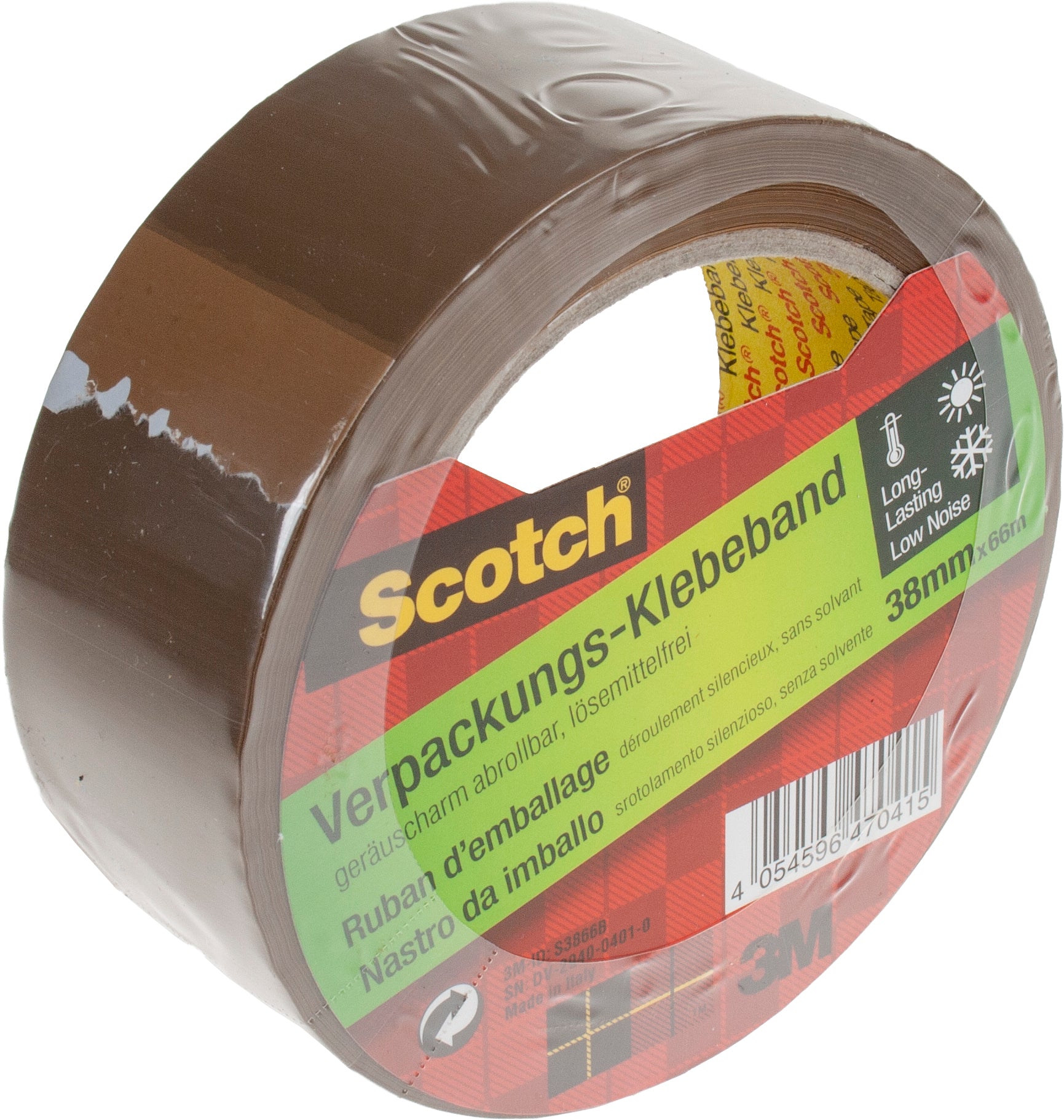 Scotch S3866B – Verpackungsklebeband, braun, geräuscharm – 38 mm × 66 m