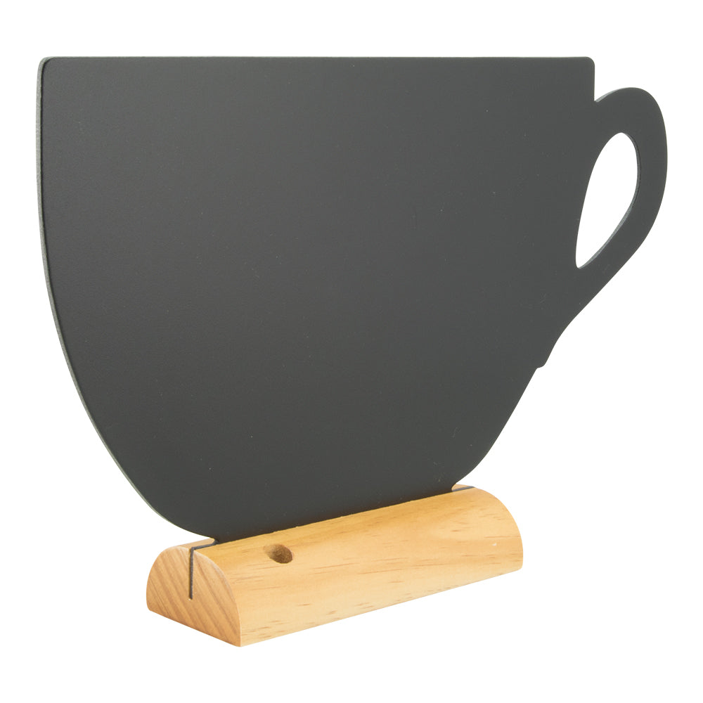 Securit Tischkreidetafel FBT-CUP – 330 × 220 mm, quer – Melamin, Holzsockel, schwarz – für Kreide