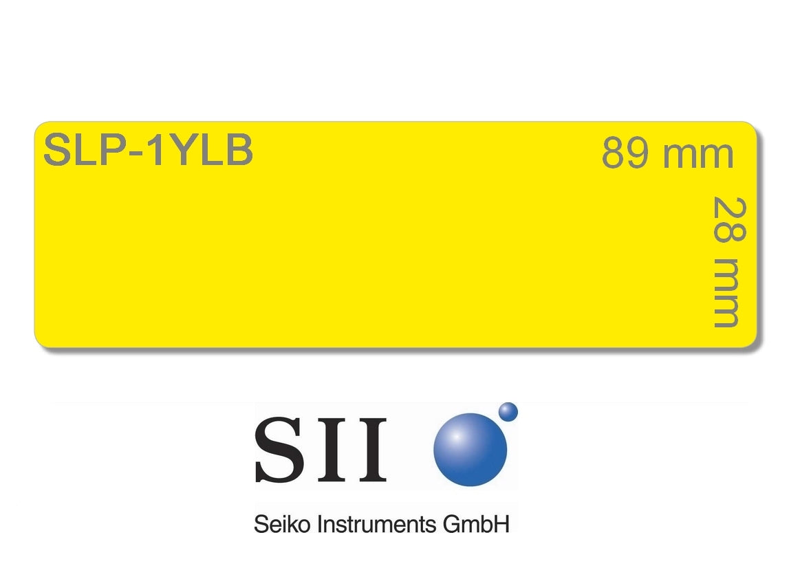 Seiko Instruments SLP-1YLB – Etiketten (Rolle) 89 × 28 mm – Papier, gelb – permanent haftend – 130 Etiketten/Rolle