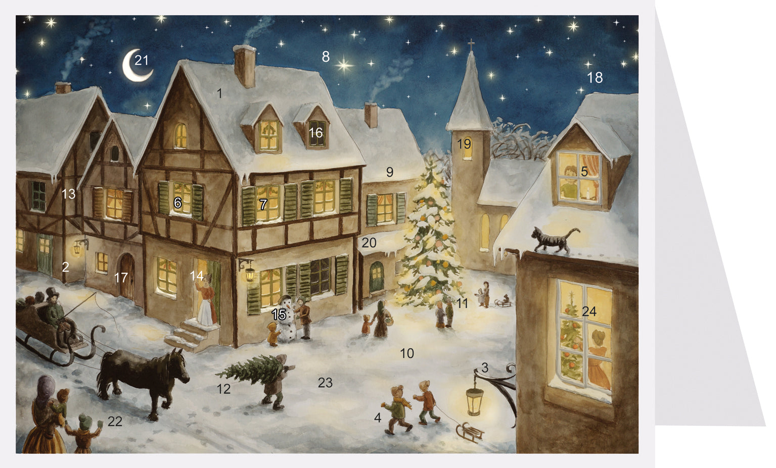 Sellmer Weihnachtsabend im Dorf – Adventskalender – 12 × 16,5 cm