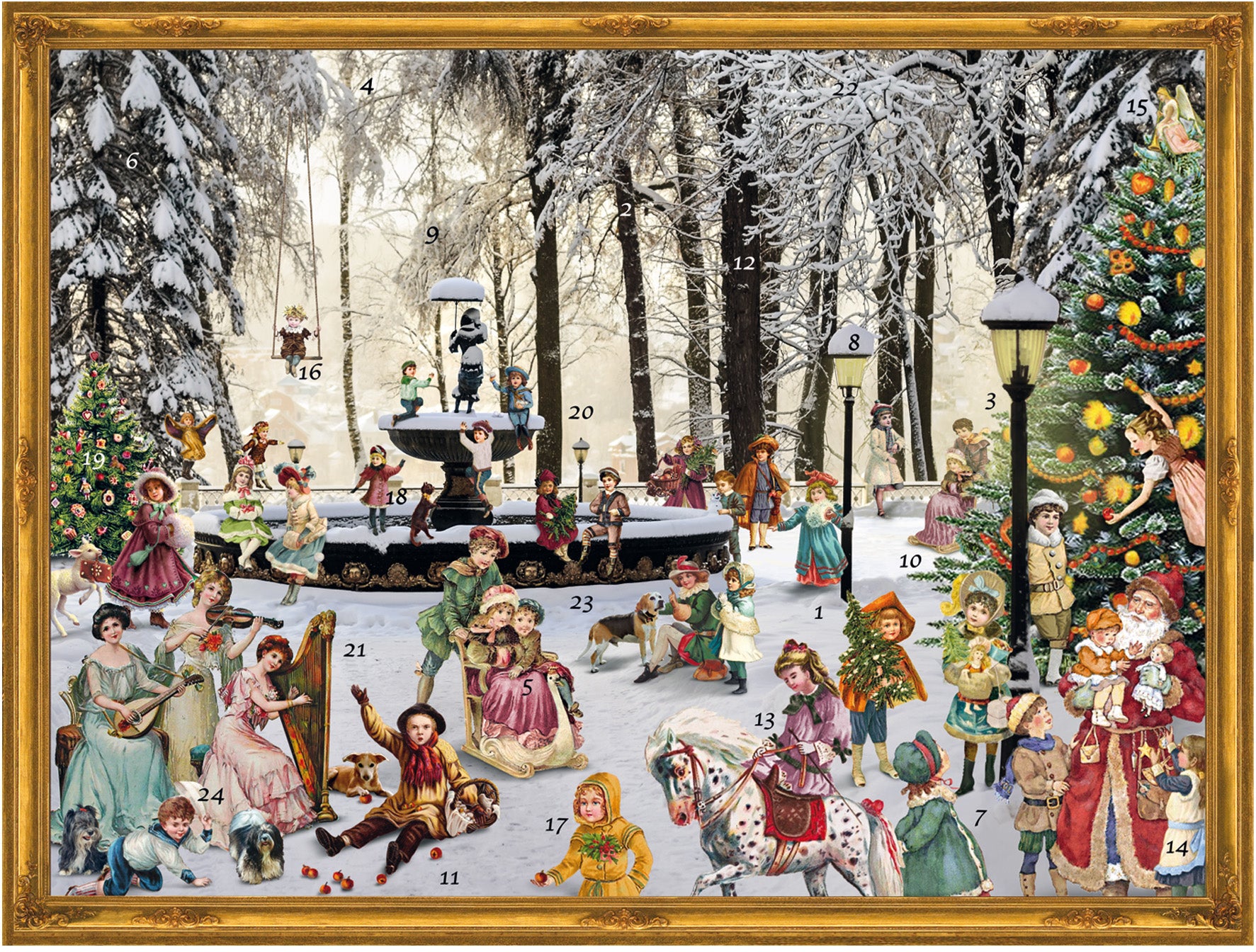 Sellmer Verschneiter Brunnen – Adventskalender – 27,5 × 36,5 cm – Glimmer