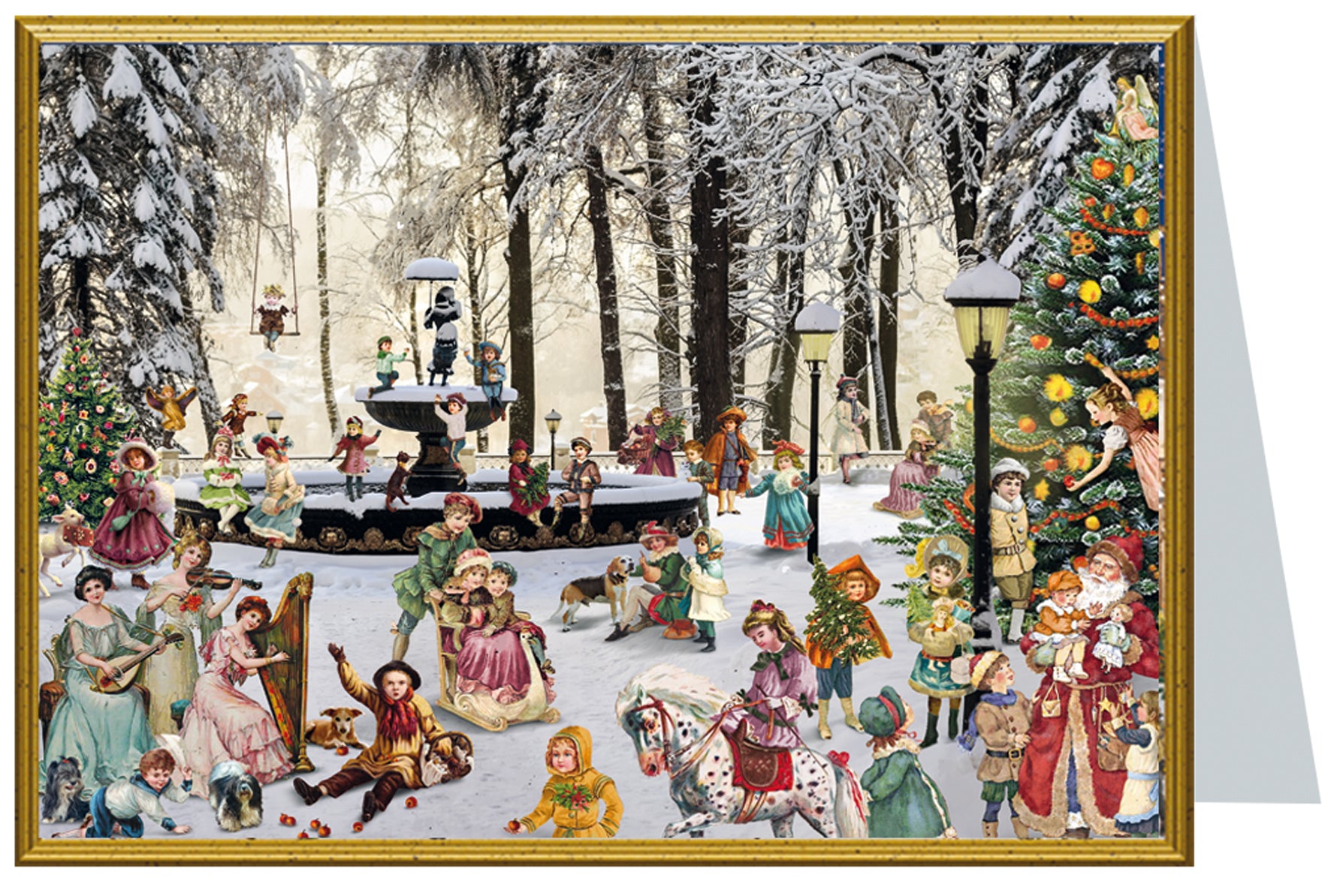 Sellmer Weihnachtskarte – B6, mit Couvert, verschneiter Brunnen
