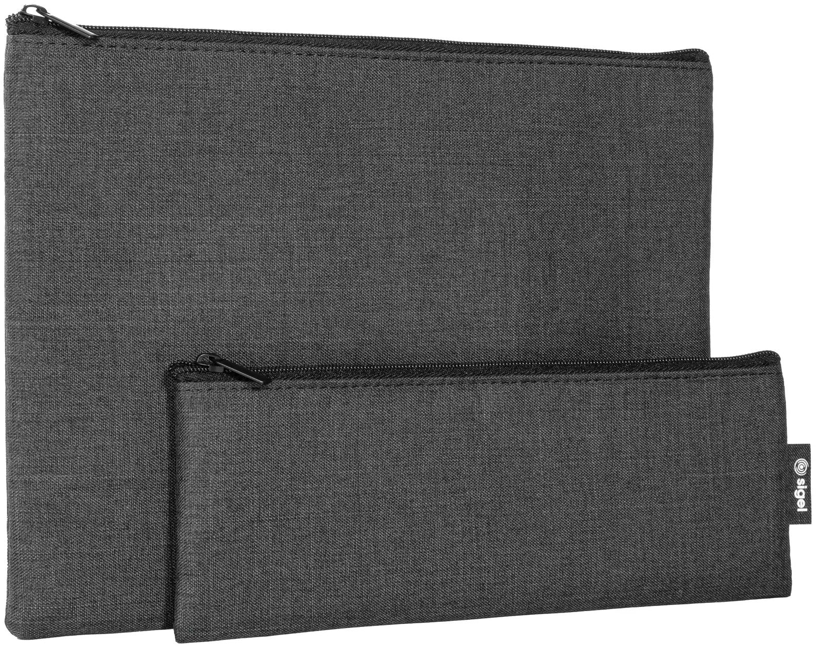SIGEL – Taschen-Organizer-Set – 25 × 18 × 1 cm / 22 × 8 × 1 cm – dunkelgrau – recyceltes PET (rPET), Recycling