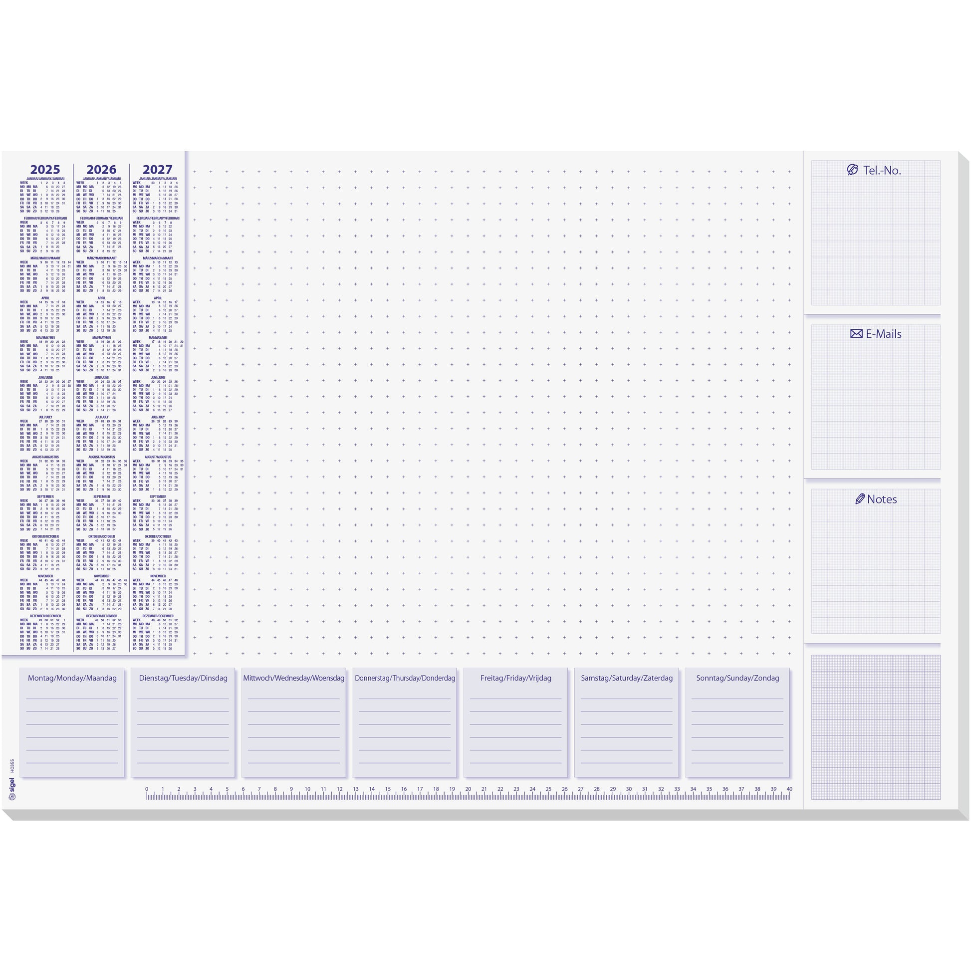 Sigel Schreibunterlage 3-Jahres-Kalender – 595 × 412 mm – 30 Blatt