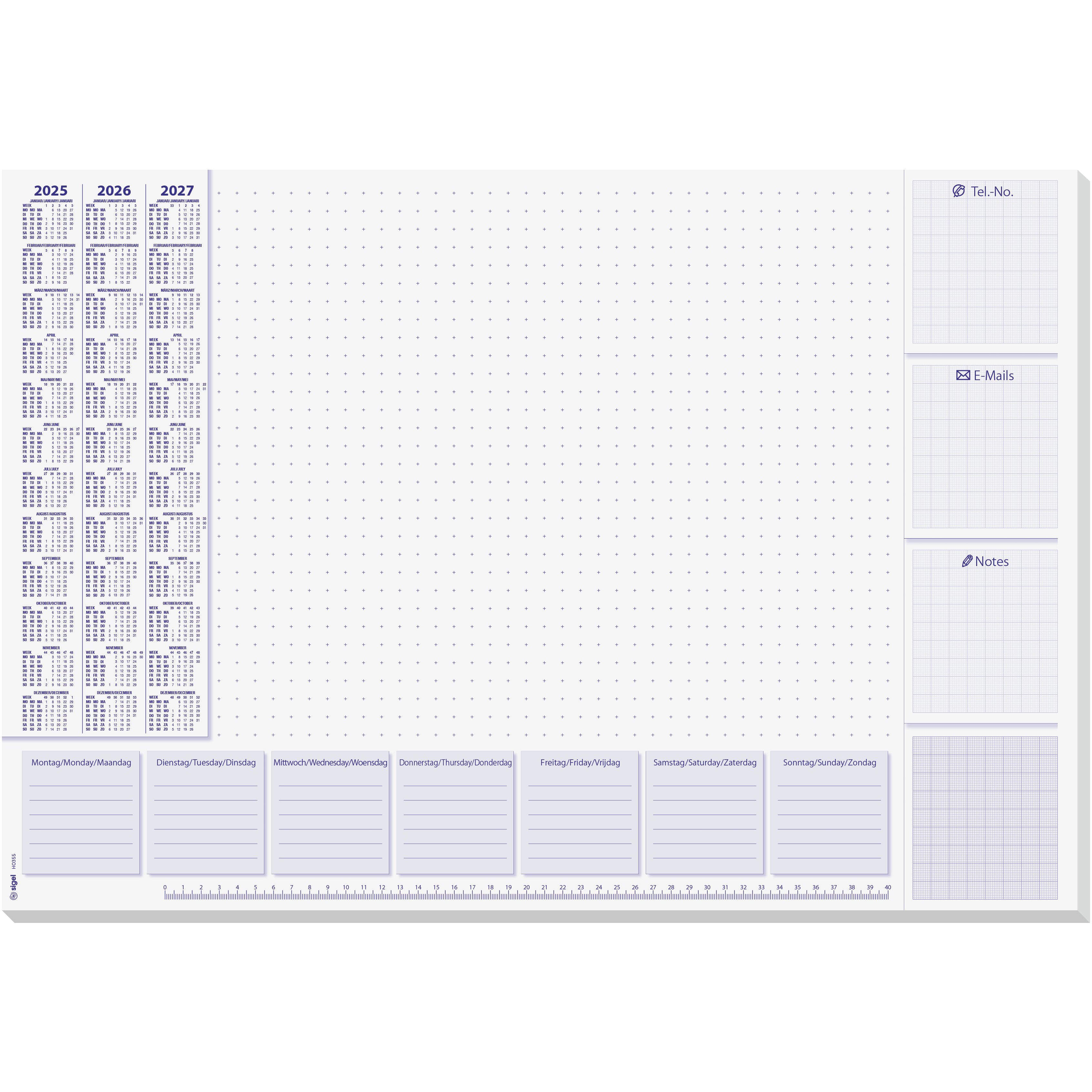 Sigel Schreibunterlage 3-Jahres-Kalender – 595 × 412 mm – 30 Blatt