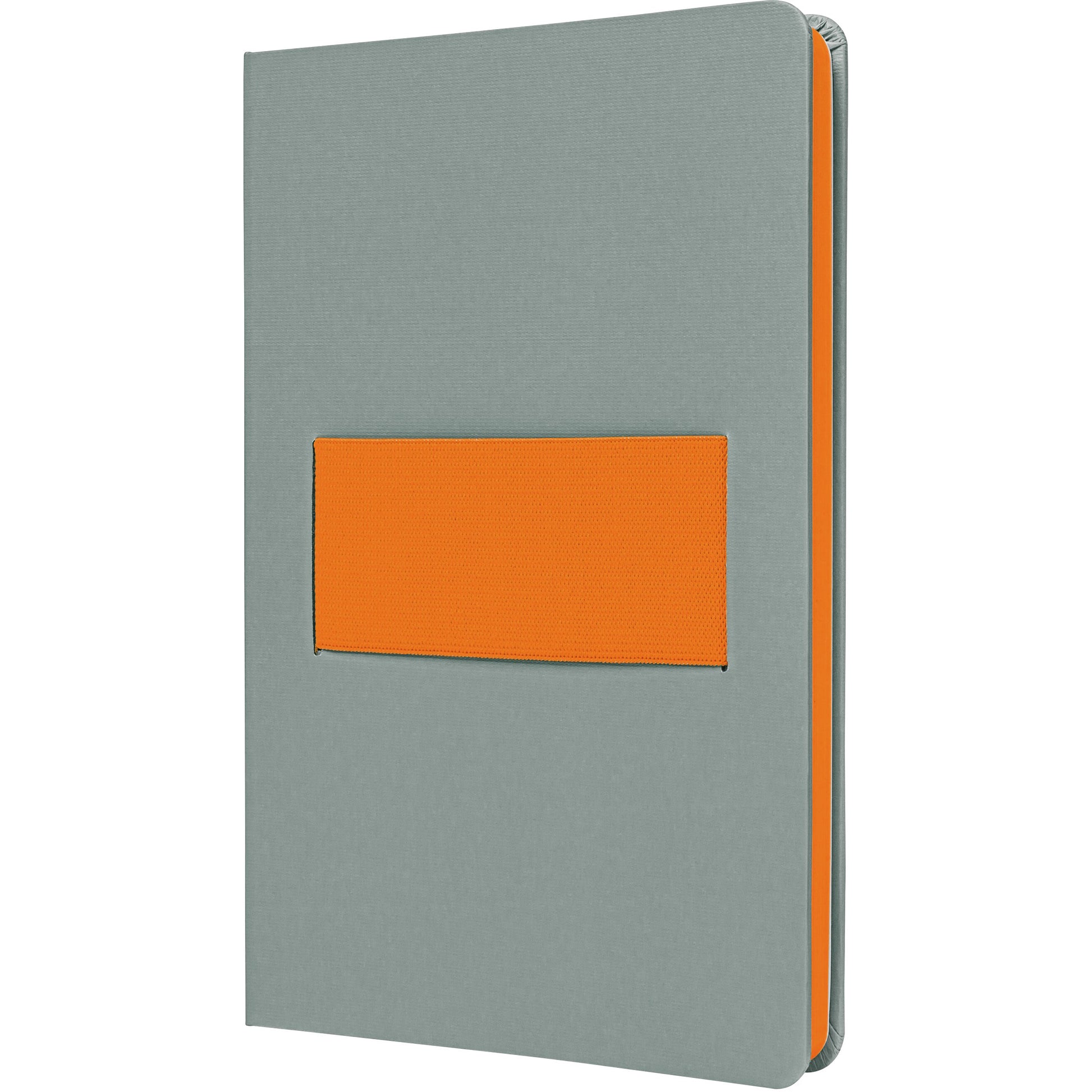 Sigel Notizbuch – A5 – kariert – 176 Seiten – 80 g/m² – Hardcover, Gummiband, Vorsatzseiten – grau/neonorange