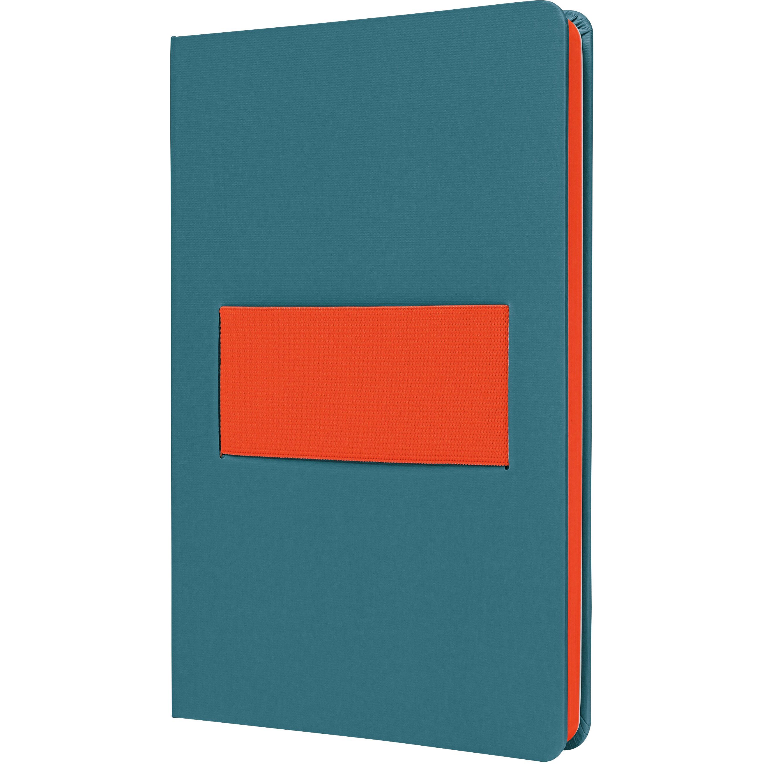 Sigel Notizbuch – 148 × 213 mm – 176 Seiten – 80 g/m² – Hardcover, Gummiband, Vorsatzseiten, blau/neonorange