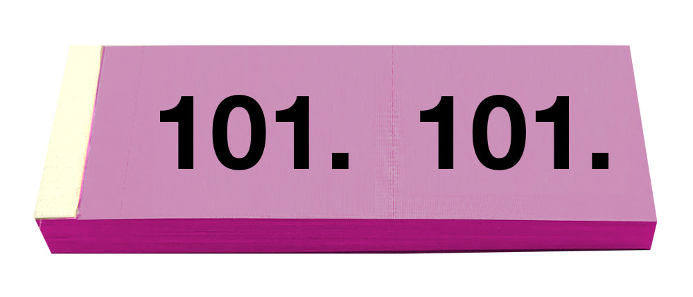 Simplex Garderobenblock 101–200 – 100 Blatt, 2-fach perforiert, doppelt nummeriert, Pink