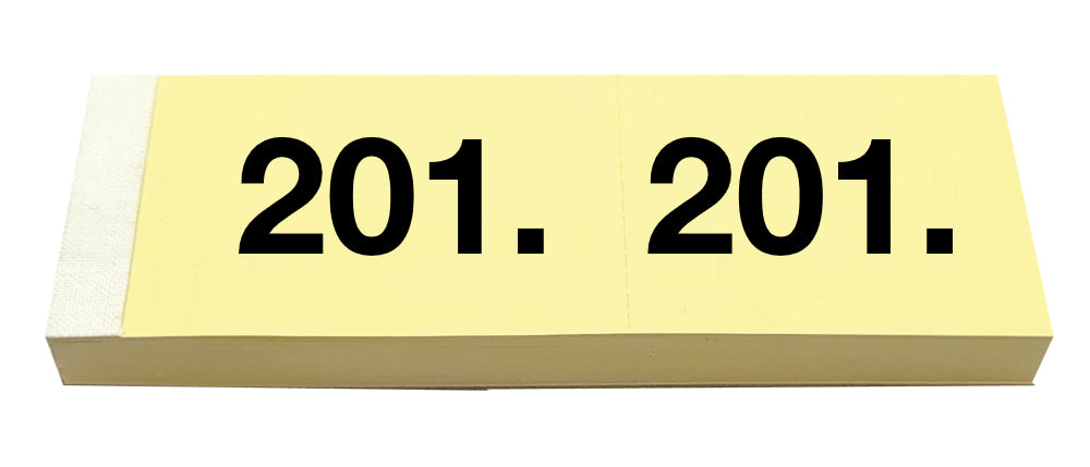 Simplex Garderobenblock 201–300 – 116 × 38 mm – 100 Blatt, doppelt numeriert, 2‑fach perforiert, gelb