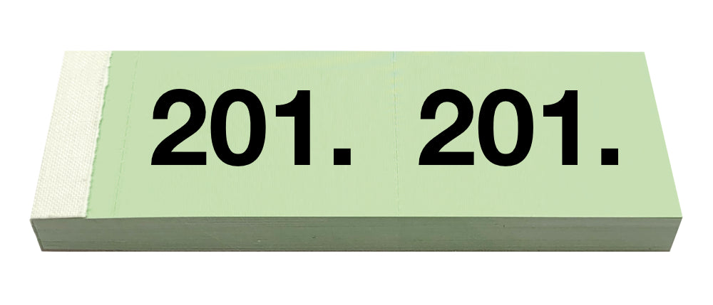 Simplex Garderobenblock 201–300 – 116 × 38 mm – 100 Blatt, 2× perforiert, doppelt nummeriert, grün