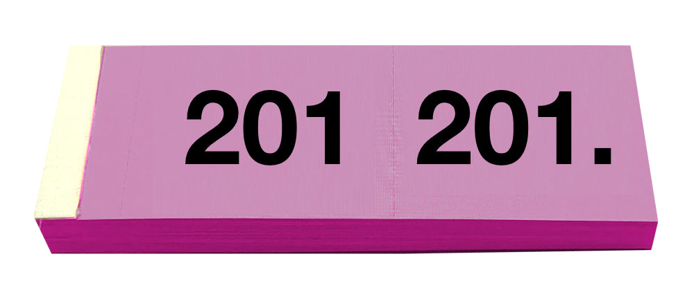 Simplex Garderobenblock 201–300 – 100 Blatt, perforiert, doppelt nummeriert, Pink