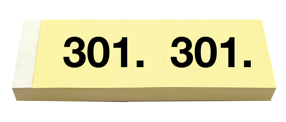 Simplex Garderobenblock 301–400 – 100 Blatt, 2-fach perforiert, doppelt numeriert, gelb