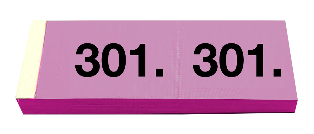Simplex Garderobenblock 301–400 – 100 Blatt, doppelt nummeriert, 2-fach perforiert, Pink