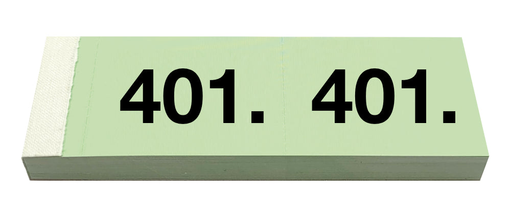 Simplex Garderobenblöcke 401–500 – 100 Blatt, 2-fach perforiert, doppelt nummeriert, grün