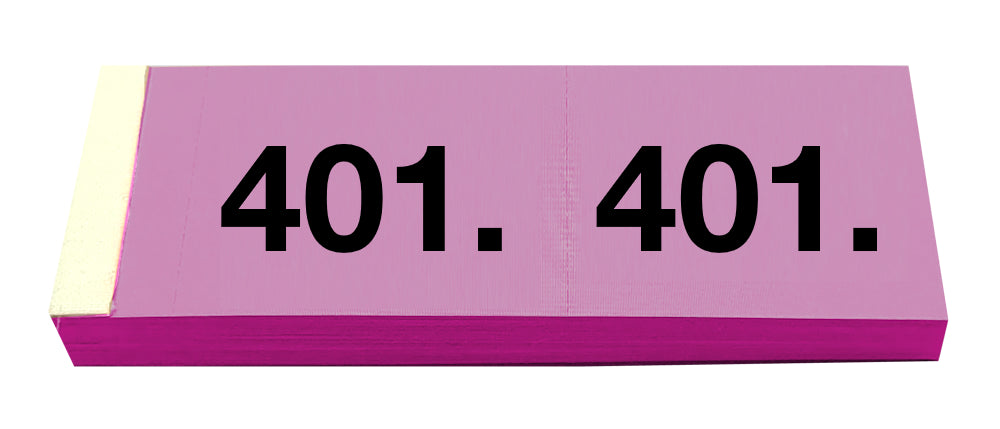 Simplex Garderobenblock 401–500 – 100 Blatt, perforiert, doppelt nummeriert, Pink