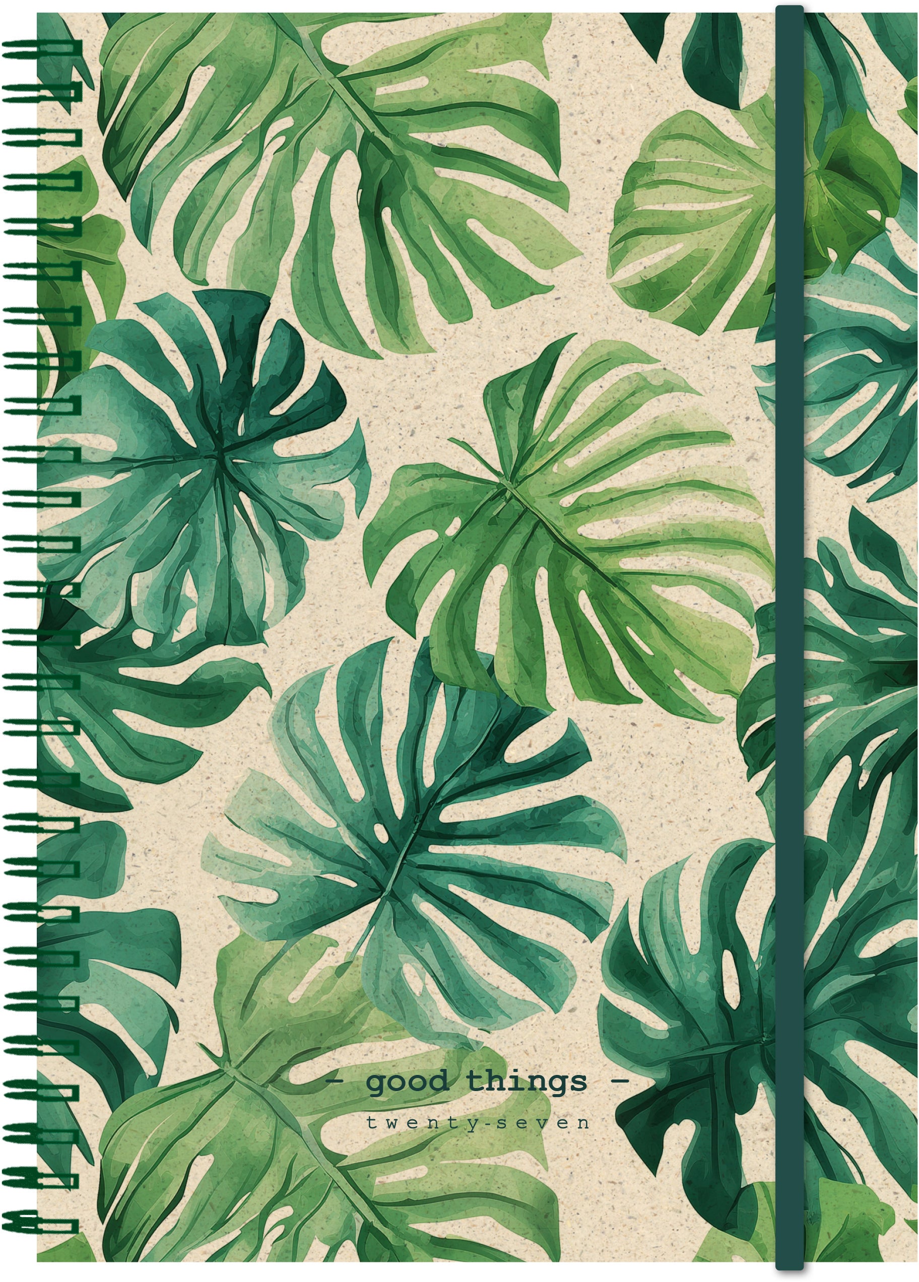 Simplex Graspapier – Wochenagenda 2027, 1 Woche/2 Seiten, A5, Monstera