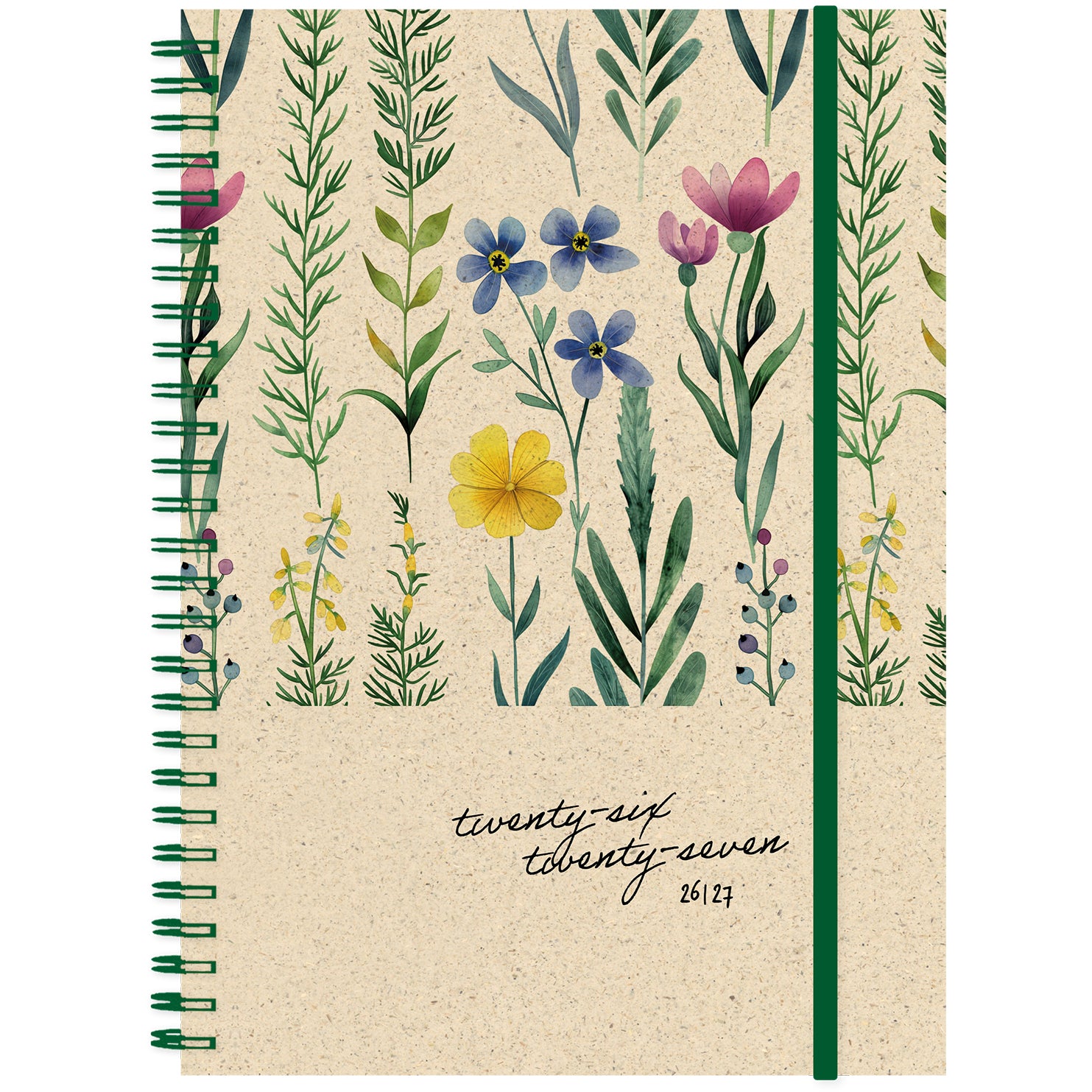 Simplex Graspapier – Schulagenda 2026/27, 1 Woche/2 Seiten, 13,5 × 16,8 cm, Flowers, mehrfarbig