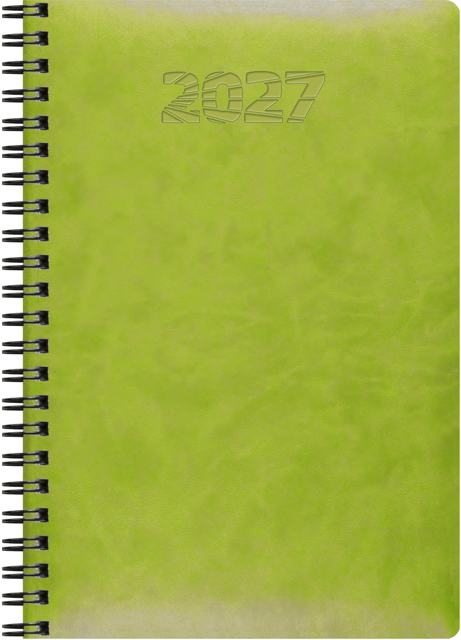 Simplex Simply Flex – Wochenagenda 2027, 1 Woche/2 Seiten, 16 × 21,5 cm, Spiralbindung, Hellgrün